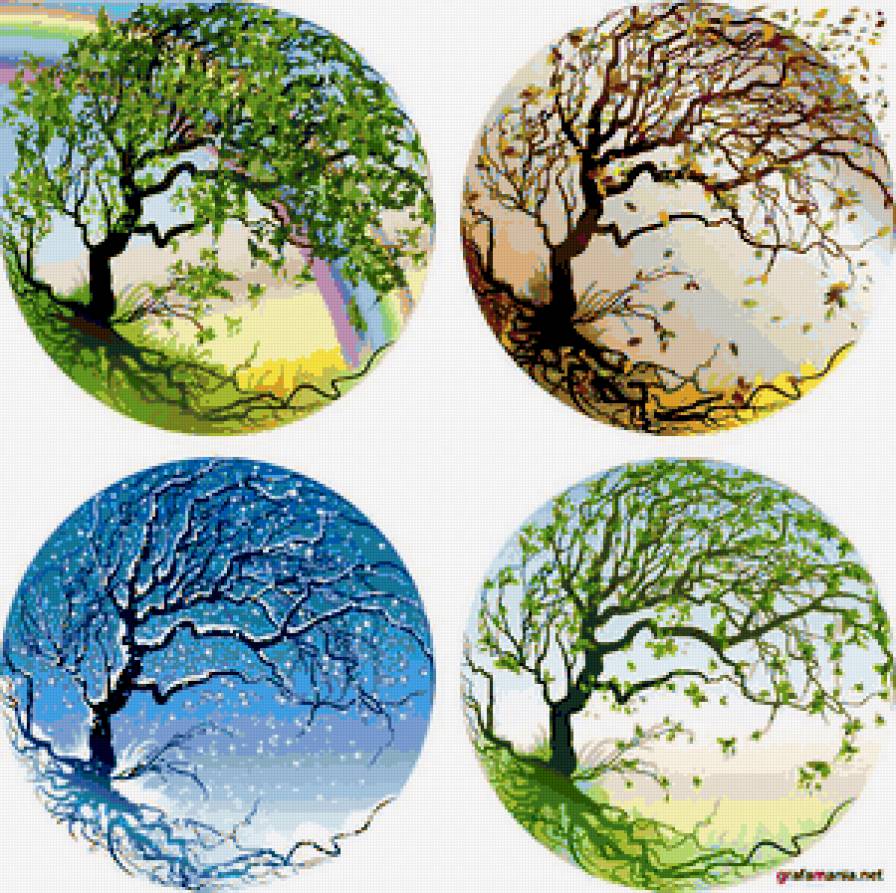 Времена года - лето, природа, осень, зима, пейзаж, времена года, весна - предпросмотр