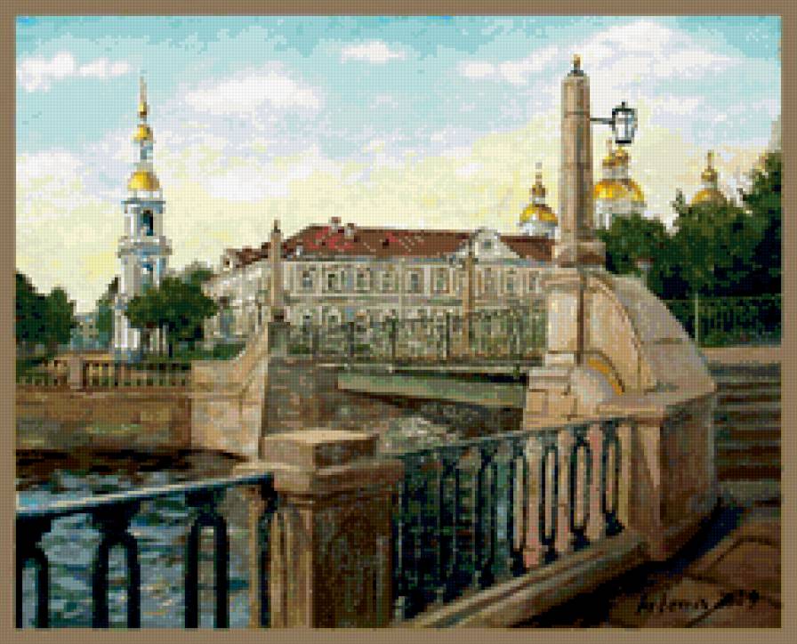 городской пейзаж - пейзаж, вид моста, картина, город - предпросмотр