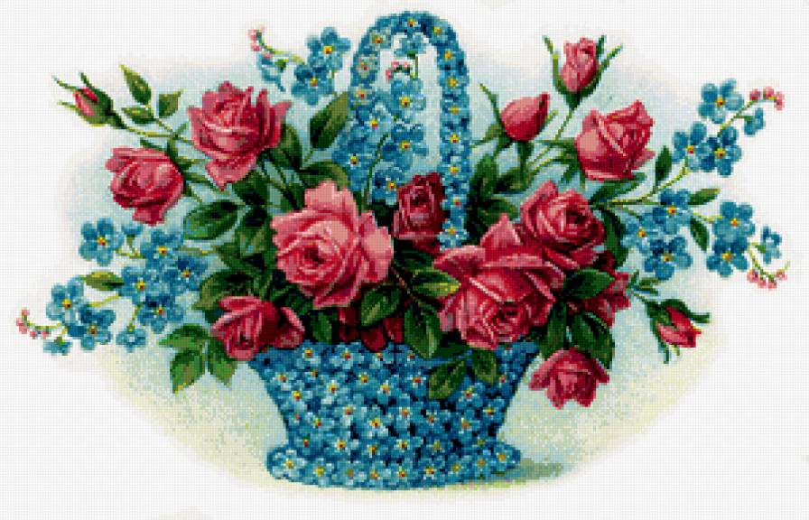 розы в корзине - предпросмотр