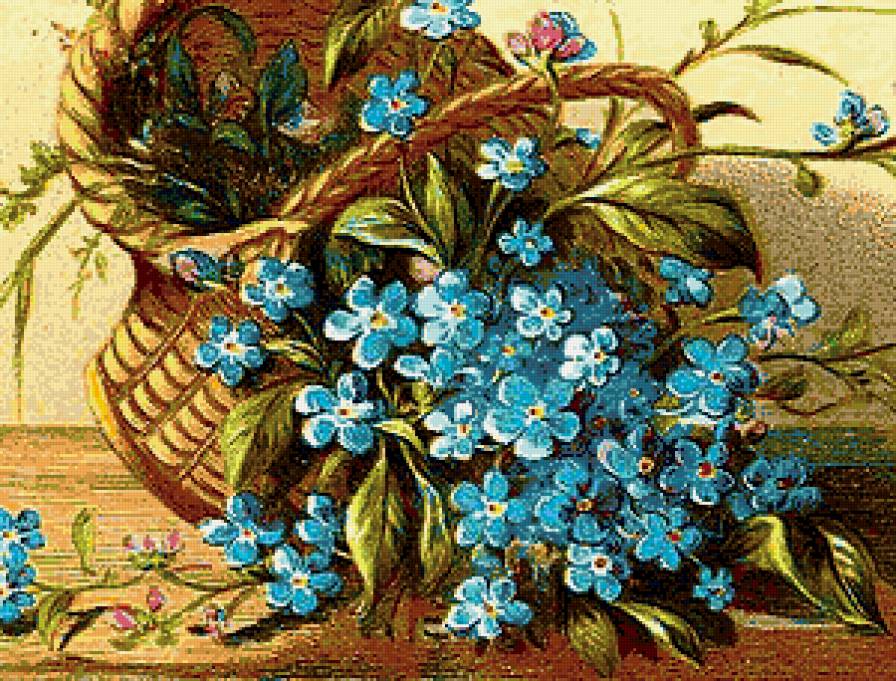 №207211 - незабудки, цветы, корзина, букет - предпросмотр