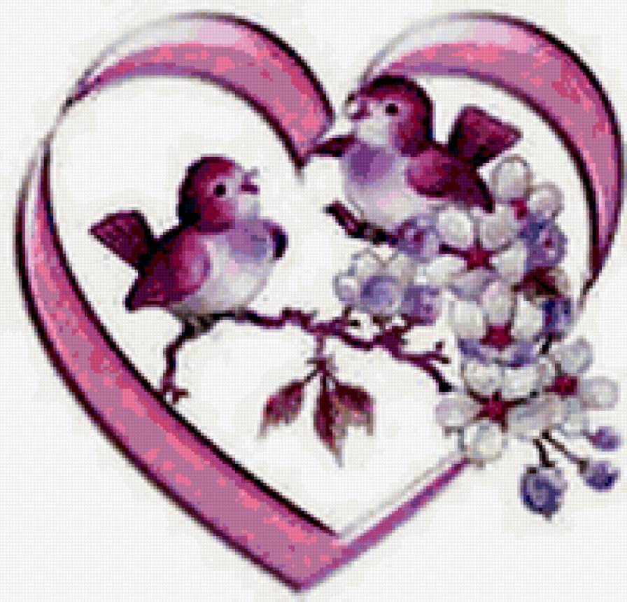 ВАЛЕНТИН И ВАЛЕНТИНКА - любовь. праздники, сердечки, день влюленных, валентинки, птички - предпросмотр