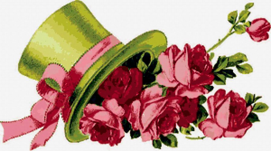 розы - цветы, шляпа, роза, натюрморт - предпросмотр