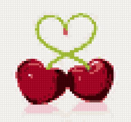 Вишенки-сердечки - сердечко, вишня, фрукты, любовь - предпросмотр