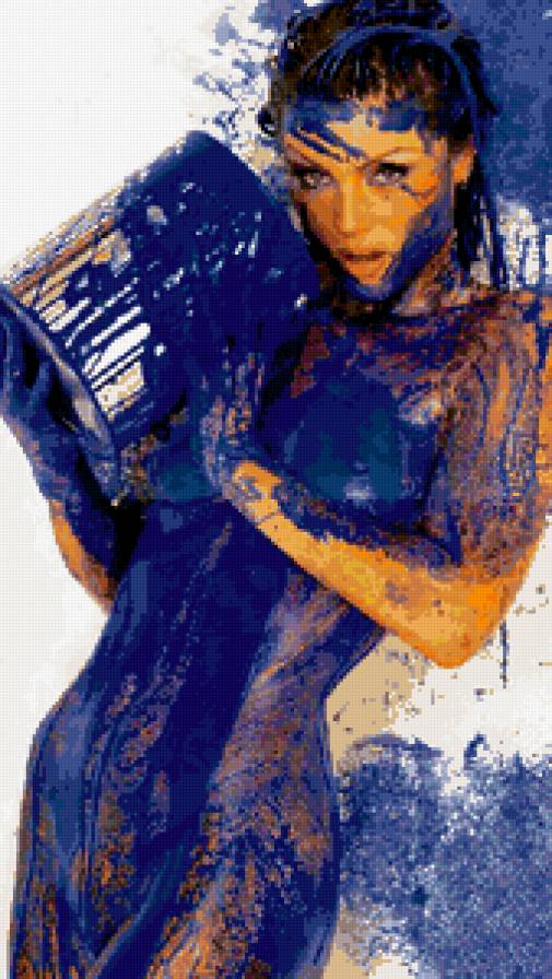 Blue - синяя краска, девушка, girl, синий, blue - предпросмотр