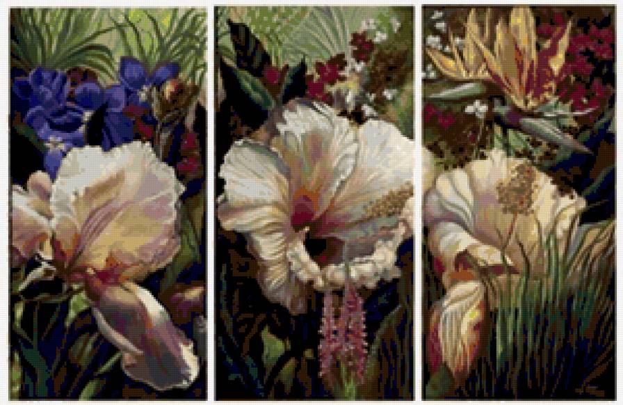Триптих цветов    (общий вид) - цветы, триптих, полиптих, букет, диптих - предпросмотр