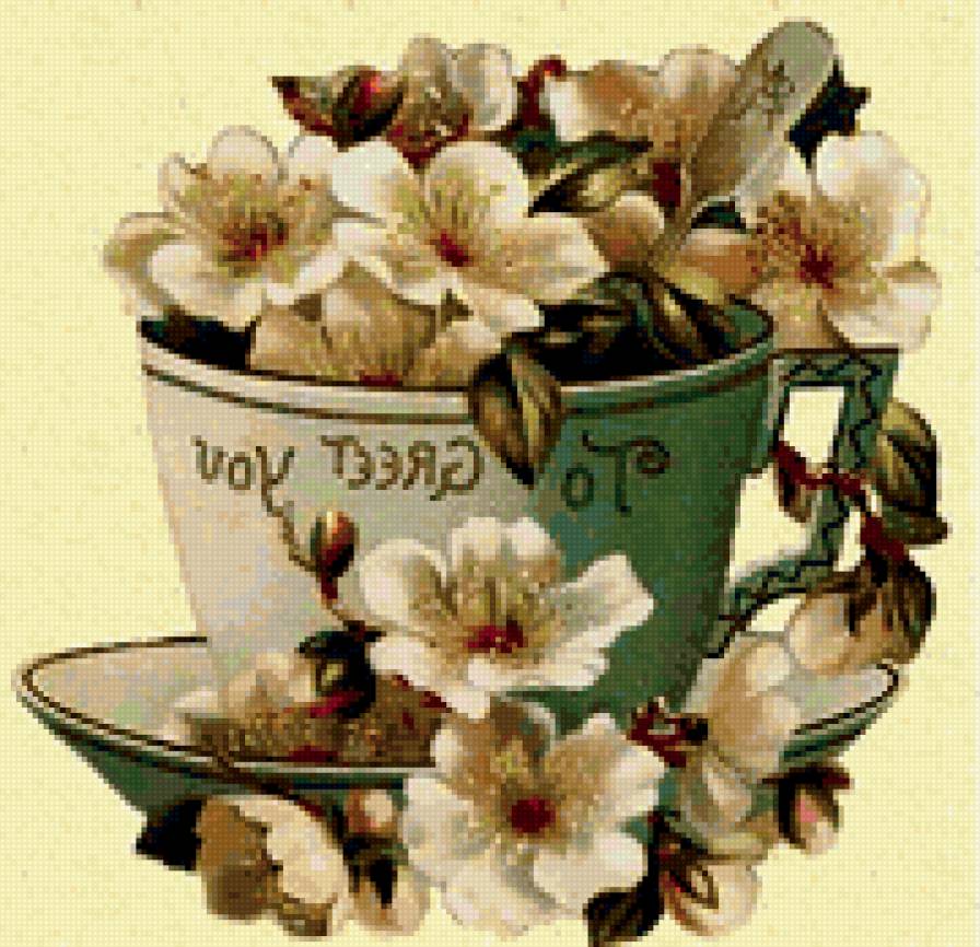 цветы в кружке - цветы, кружка, кухня - предпросмотр