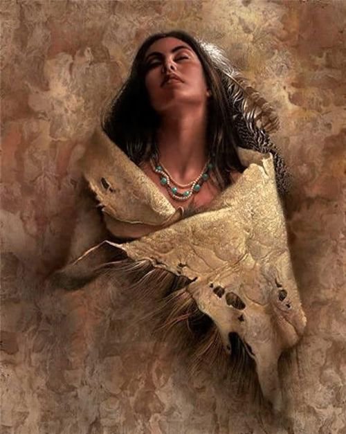 индейская женщина - женщина, люди, одиночество. - оригинал