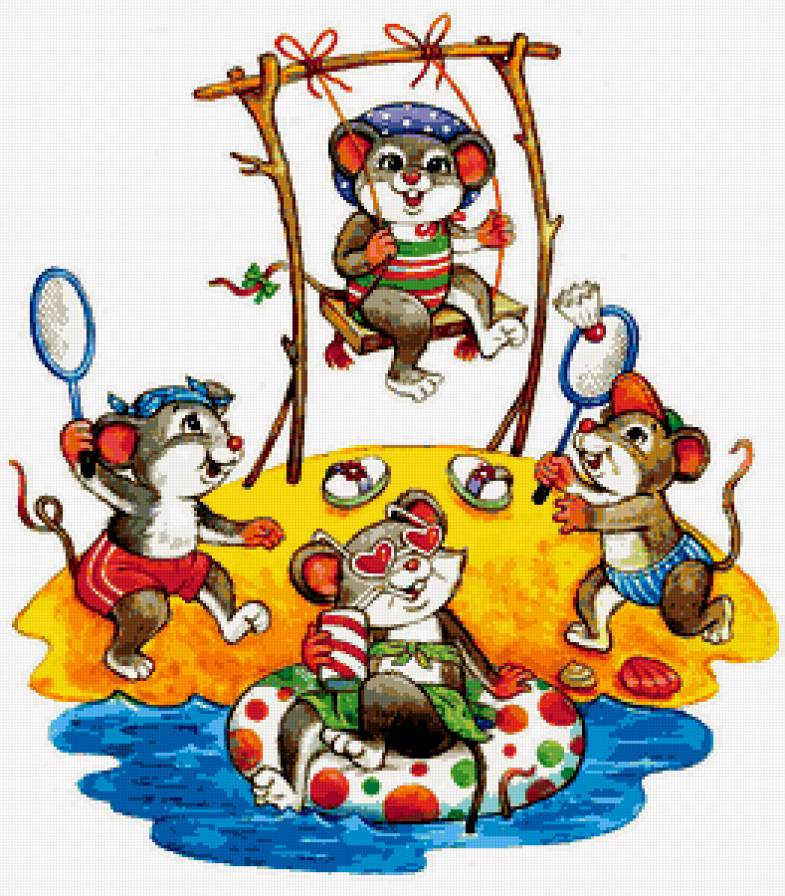 мышата - отдых, мышка, пляж, детям, море, мышки, зверята, детская, лето - предпросмотр