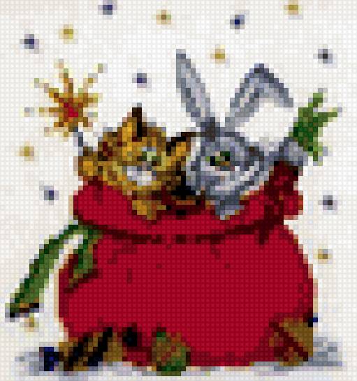 Один год на двоих - кролик, животные, заяц, символ, кот, новый год - предпросмотр