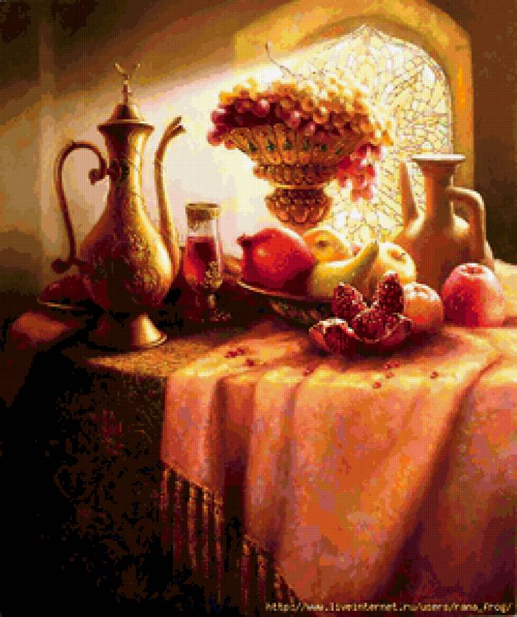 натюрморт с гранатом - фрукты, картина, натюрморт - предпросмотр