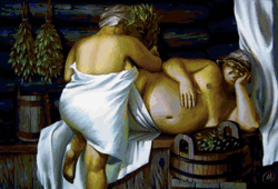 в бане - картина, люди, баня - предпросмотр