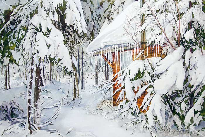 №210049 - лес, дом, снег, зима, елка - оригинал