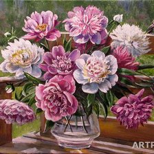 Схема вышивки «пионы»