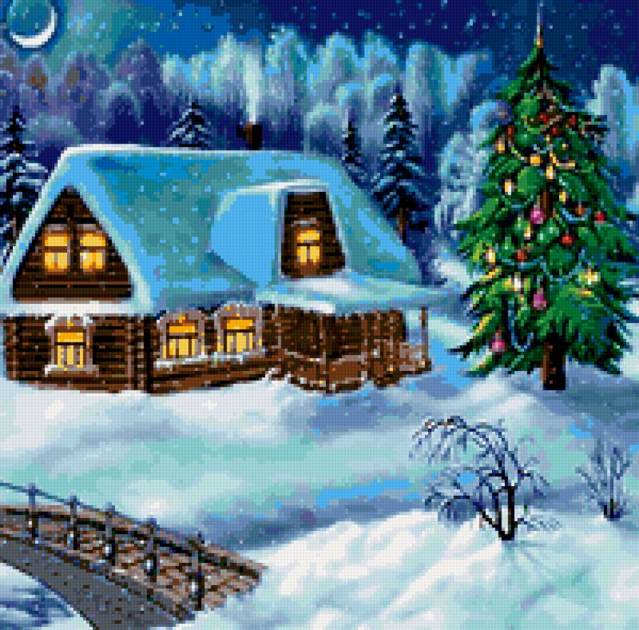 Новогодняя - праздник, рождество, новый год, картина, новогодняя - предпросмотр