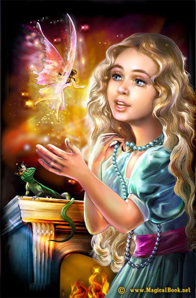 девочка и фея - сказка, ребенок, фея, красота, девочка, волшебство - оригинал