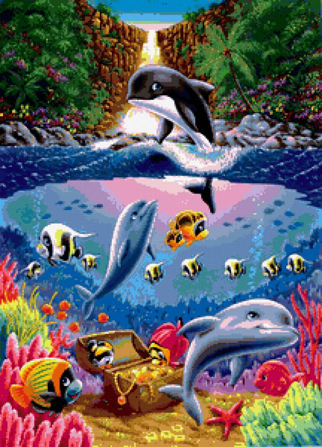 мультик - детская, природа, мультики, дельфины, дельфинчик, детям, рыбы, море - предпросмотр