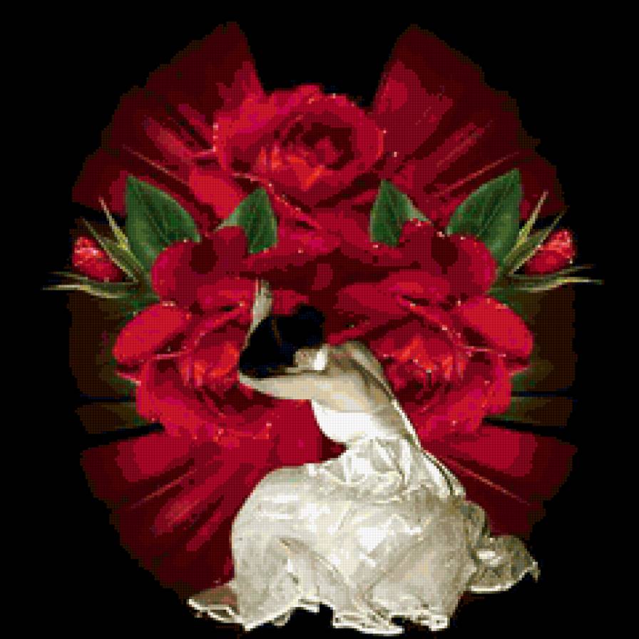 девушка роза - любовь, одиночество, картина, цветы, девушка, красота, розы - предпросмотр