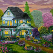 Оригинал схемы вышивки «домик в саду» (№211671)