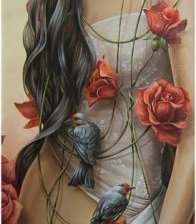 Схема вышивки «Девушка с цветами»