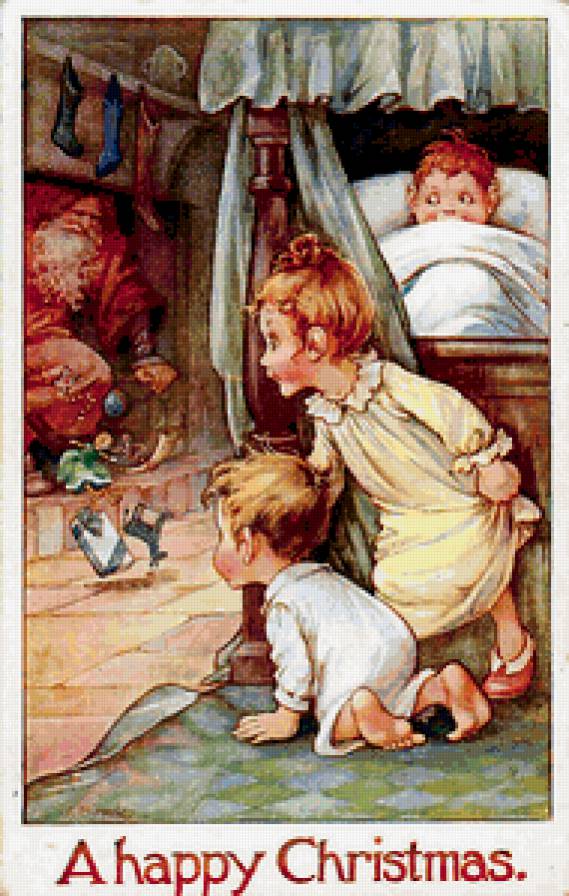 Новогодняя - малыш, винтаж, старые открытки, новогодняя, дети, ребенок, дитя - предпросмотр