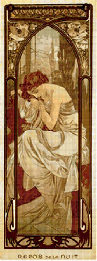 Картина А.Мухи - женщина, грусть - предпросмотр