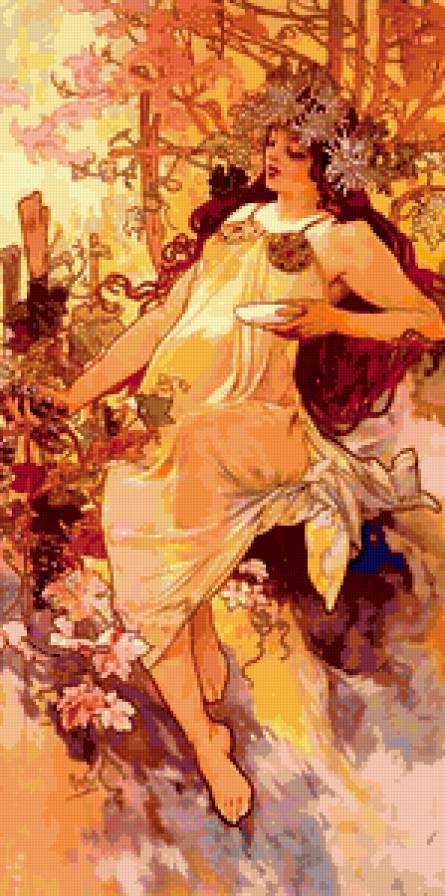 Картина А.Мухи "Осень" - осень, картина, женщина - предпросмотр