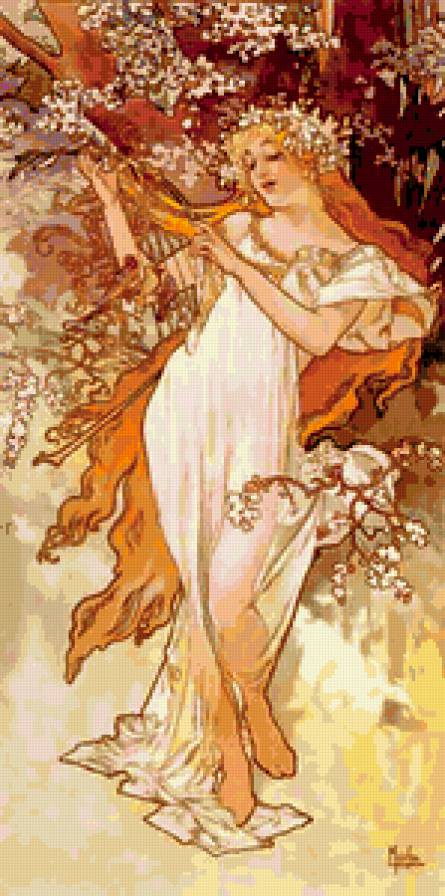 Картина А.Мухи "Весна" - женщина, весна, картина - предпросмотр