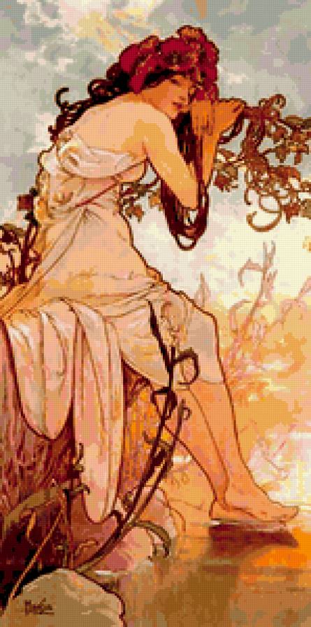 Картина А.Мухи "Лето" - женщина, картина, лето - предпросмотр