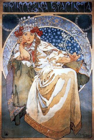 Картина А.Мухи "Принцесса гиацинтов" - женщина, картина - оригинал