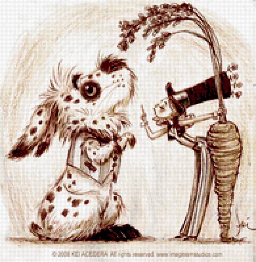 Кролик - кроллик, дрессировка, рисунок карандашом - предпросмотр