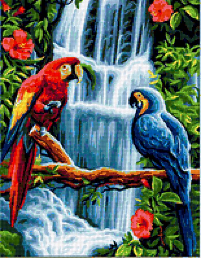 6707 - природа, деревья, дерево, попугай, пейзаж, птицы, птица - предпросмотр