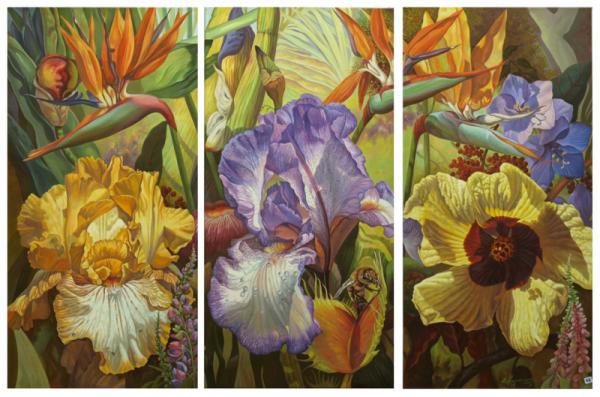 ТРИПТИХ - триптих, цветы - оригинал
