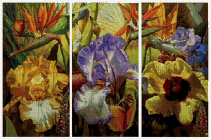 ТРИПТИХ - цветы, триптих - предпросмотр