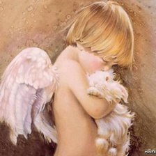 Схема вышивки «ангелочек с кроликом»