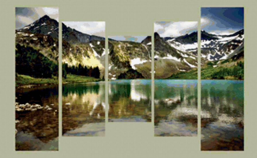 диптих, триптих, полиптих.... - горы. озеро, зеркальное отрожение, триптих - предпросмотр