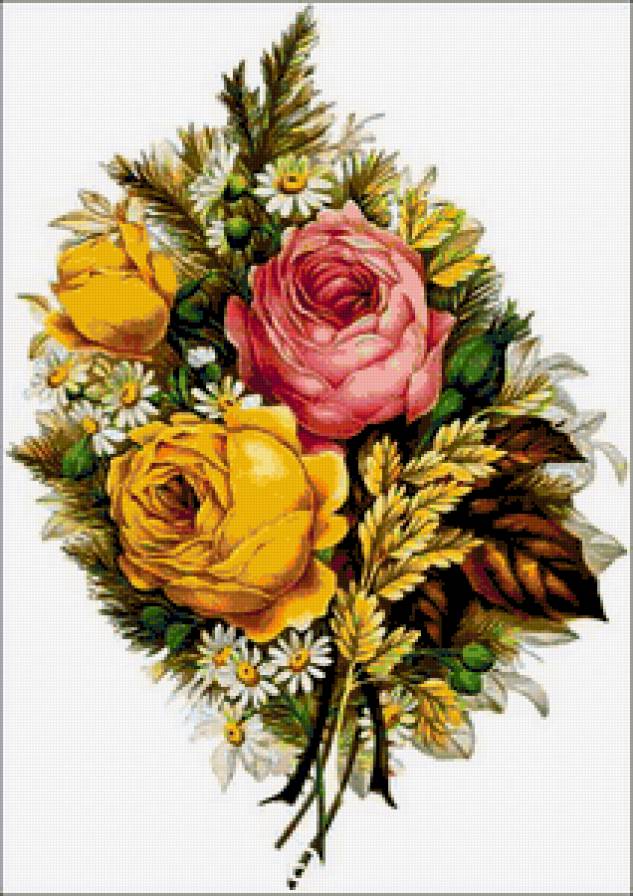 78955 - роза, дикие, букет, ромашка, цветы, полевые - предпросмотр