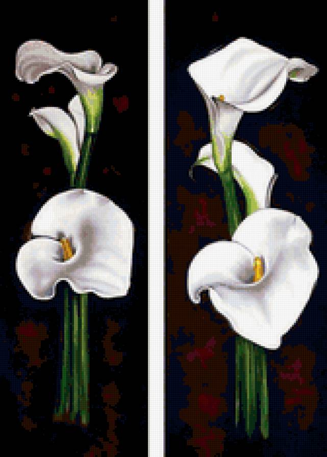 ДИПТИХ   "Две мелодии" - цветы, диптих, каллы - предпросмотр