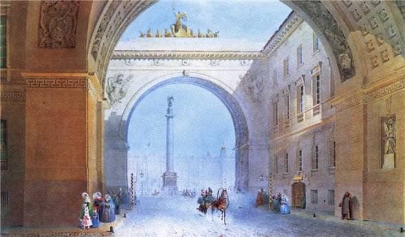 городской пейзаж,арка генерального штаба - пейзаж, картина, город, памятник - оригинал