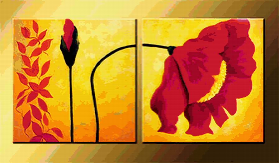 ДИПТИХ ДВЕ МЕЛОДИИ - диптих, мак, цветы - предпросмотр