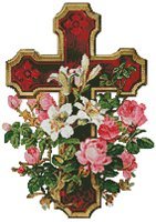 Оригинал схемы вышивки «Крест в розах» (№212646)