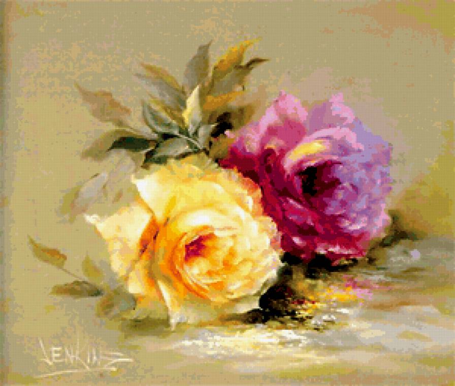 Розы - розы, цветы, живопись - предпросмотр