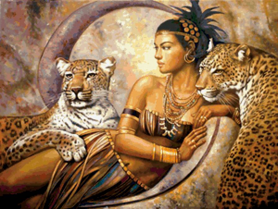 ДИПТИХ   "Две мелодии" - животные, отдых, диптих, женщина, дружба, восток, тигр - предпросмотр