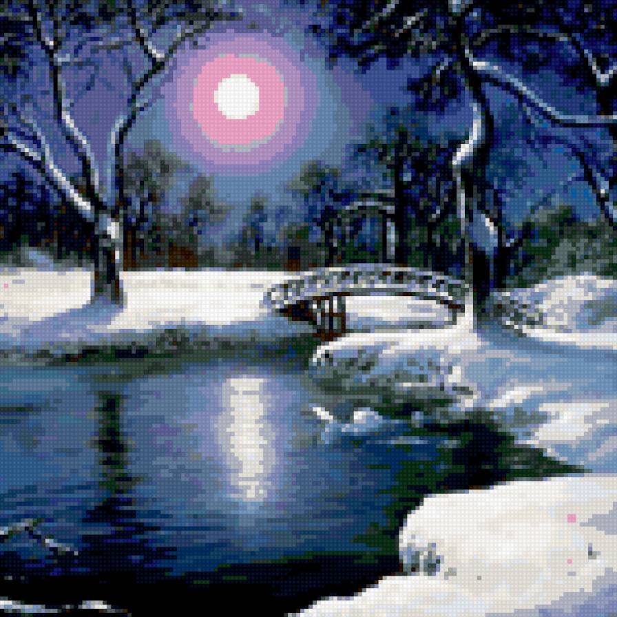 Зимняя ночь - пейзаж, ночь, зима - предпросмотр