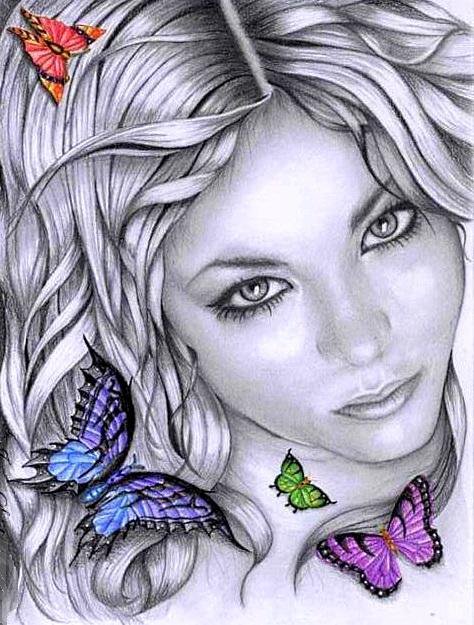 Бабочки в волосах - девушка, бабочки, портрет - оригинал