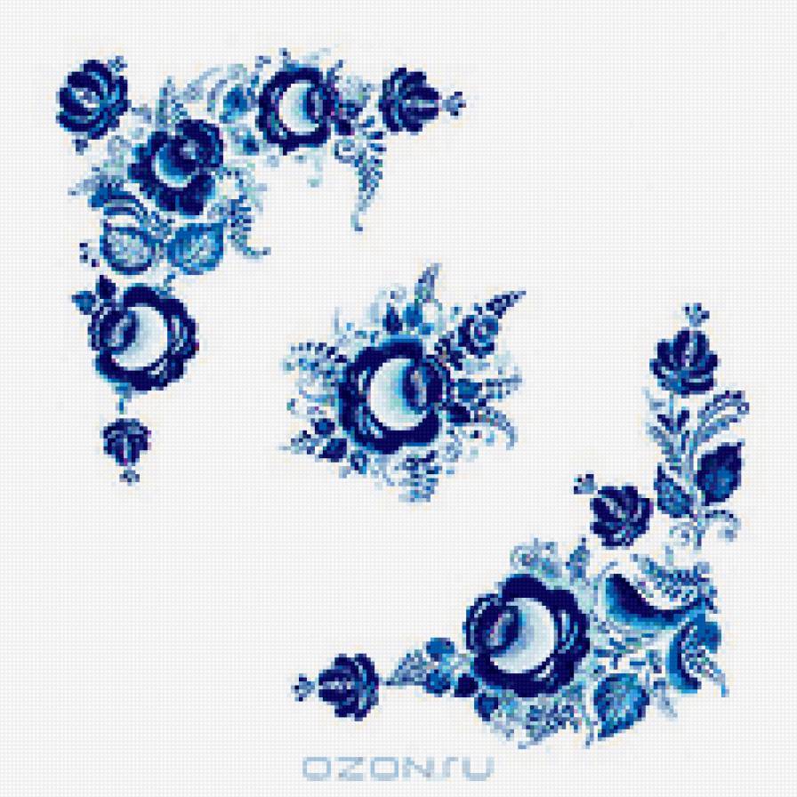 Гжель - русские узоры, гжель - предпросмотр