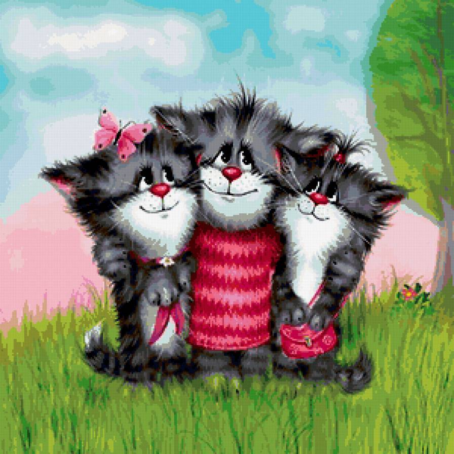 Трио "Мяууу" - картины, кошки - предпросмотр