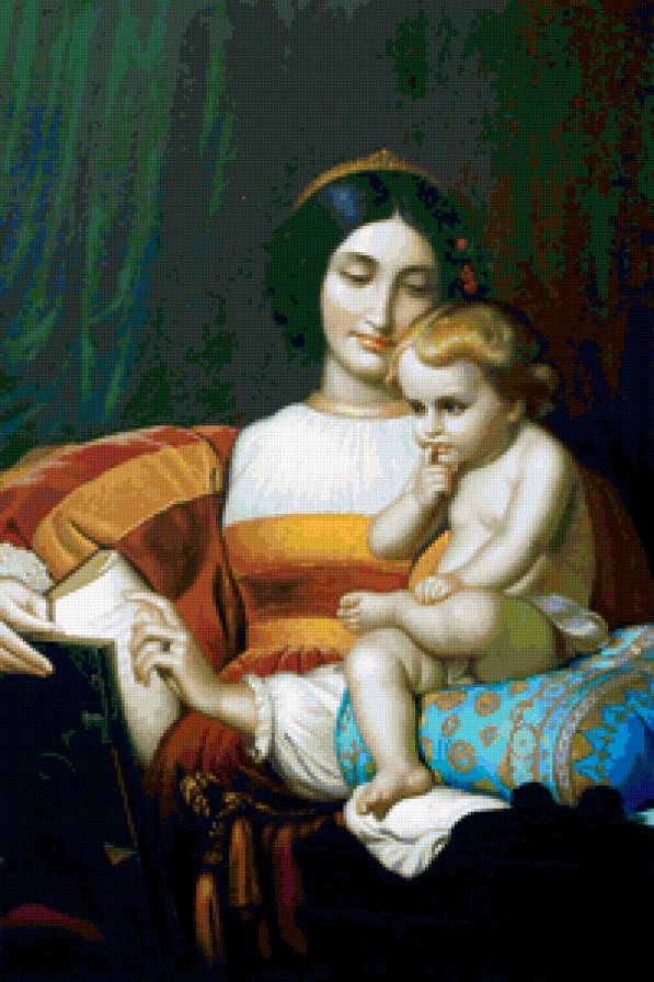 №213147 - жещина, ангел, дети, от известных художников, чтение - предпросмотр