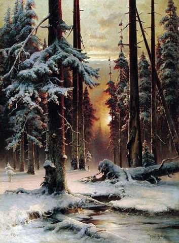 Пейзаж - пейзаж, зима, вечер, природа - оригинал