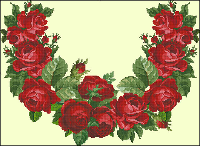 венок розы вышиванка - вышиванка орнамент розы - оригинал