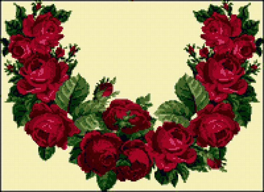 венок розы вышиванка - вышиванка орнамент розы - предпросмотр